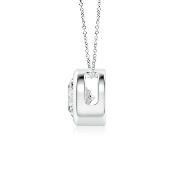 Angara Bezel-Set Round 3/4 Ct. Diamond Solitaire Pendant on 14K White Gold Chain - Picture 2 of 10